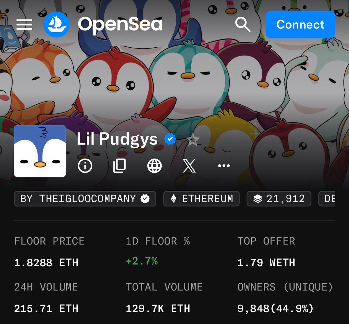 ST_McFly's tweet image. The @LilPudgys floor is back above $7,000 per Lil 🤯 

$PENGU 🐧