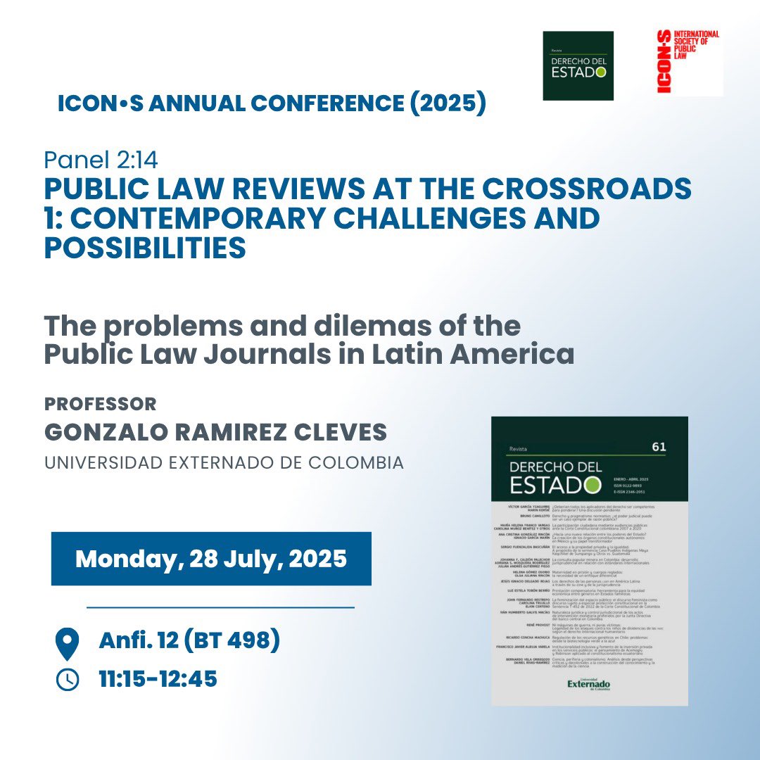 Tomorrow at <a href="/ICON__S/">ICON•S</a> we are going to explain some problems related with the publication of law Journals in Latin America #iconsbrasilia Mañana explicaremos los problemas y dilemas de la publicación de revistas jurídicas en Latinoamérica