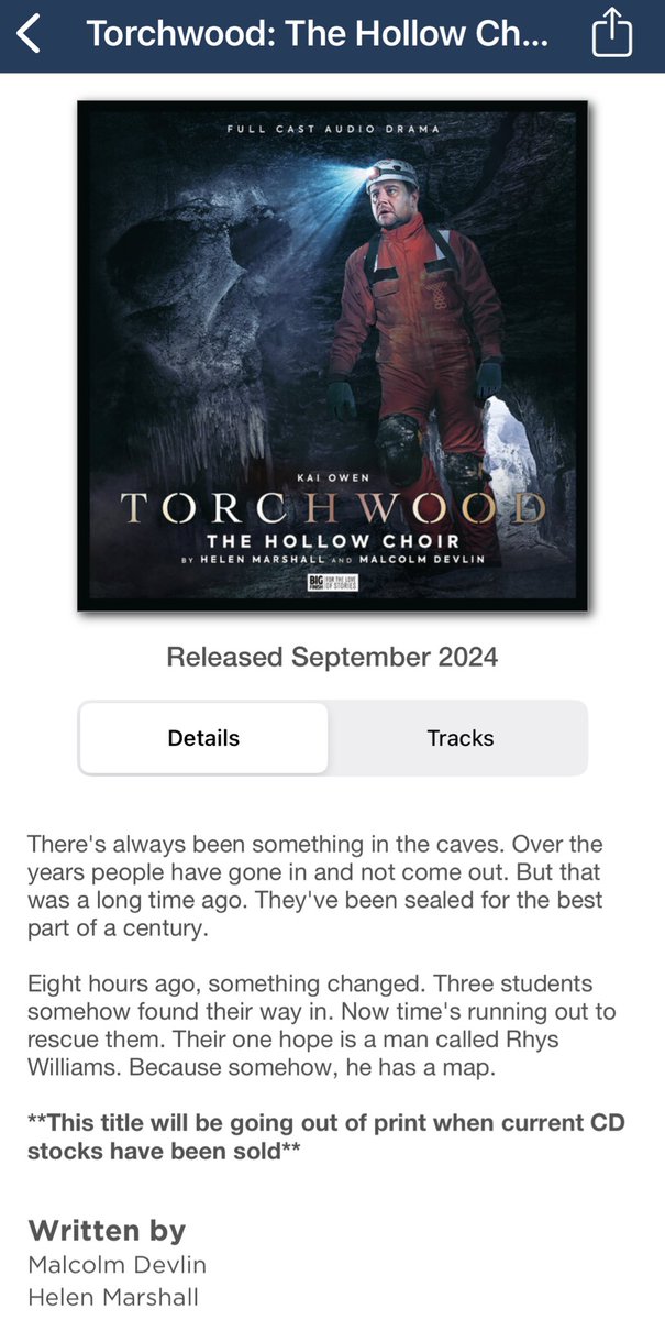 CHPearceWrites's tweet image. I rely on loved ones who are v into Big Finish to inform me which eps I need to listen to next, and they never disappoint! (I am a casual enjoyer and thereβs too much to choose from, but they know I love spooky caves, time loops, liminal spaces, memory, & sinister self-help) π§π€