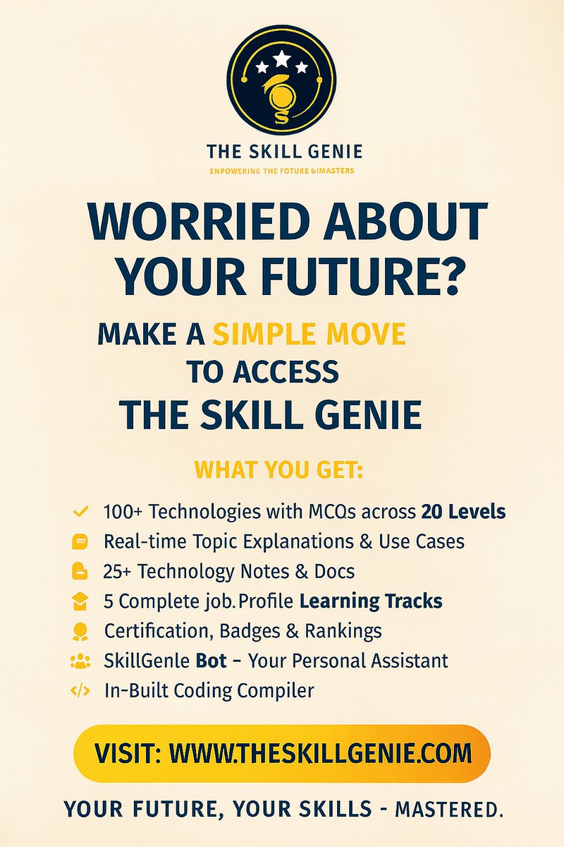 techiebalu's tweet image. 🎓 Still confused about where to start your tech journey?
💼 The Skill Genie is your shortcut to becoming job-ready.
👇 Join the Bootcamp, crack real-world projects, and earn certifications.
🧞 VISIT: theskillgenie.com
🚀 Your future, your skills – MASTERED.
#TheSkillGenie…