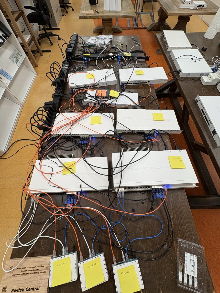 mikrotikcanada's tweet photo. MLAG + VRRP lab config complete!
Fully documented and will be publicly available in a few days.
You’ll get full router/switch configs, diagrams, and setup photos.
Let me know if you want something specific added.
#MikroTik #MLAG #RouterOS #NetworkingLab https://t.co/4soAAhDsDa