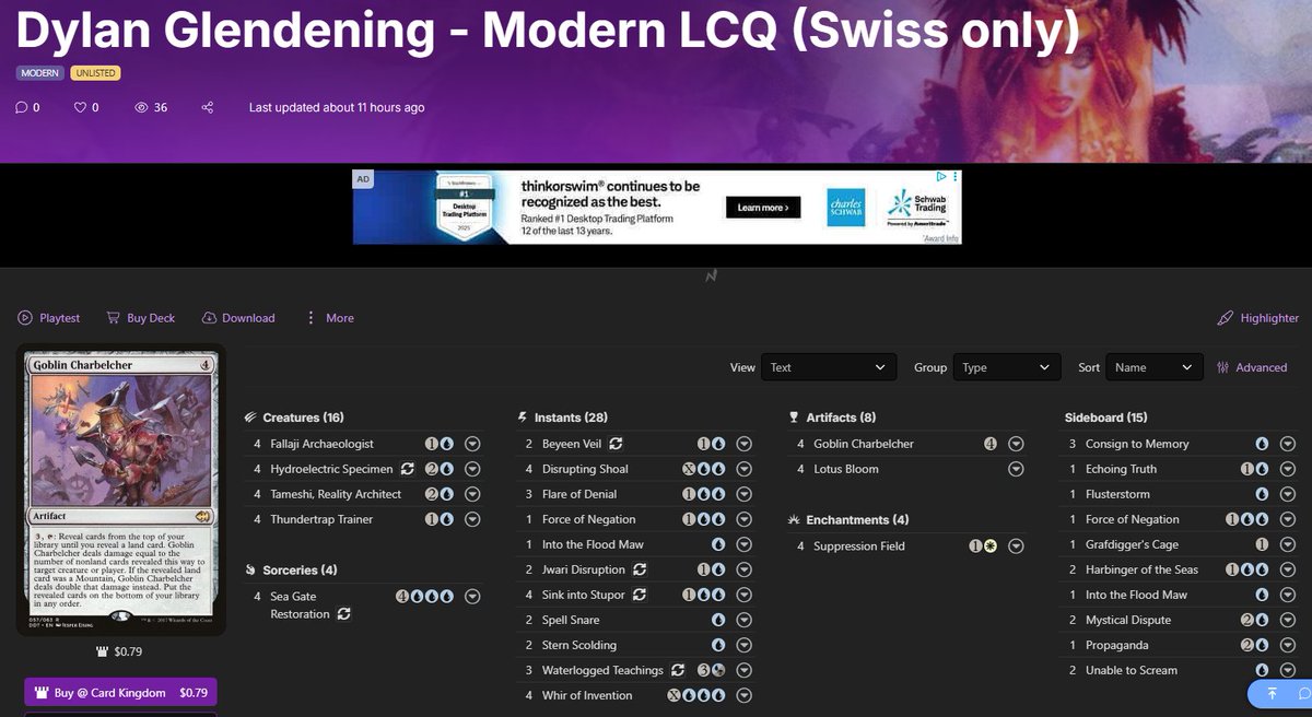 Team Modern 5k Top 8 decklists at <a href="/apexgamingMTG/">Apex Gaming</a> in Caldwell, OH (44 teams) #mtg #mtgModern

1️⃣ Dylan Petitt, Gabriel Ebady, and Dylan Glendening in 1st! 🏆

Heliod Broodscale + Jeskai Affinity + Tameshi Belcher 🦎🤖💣
spicerack.gg/events/decklis…