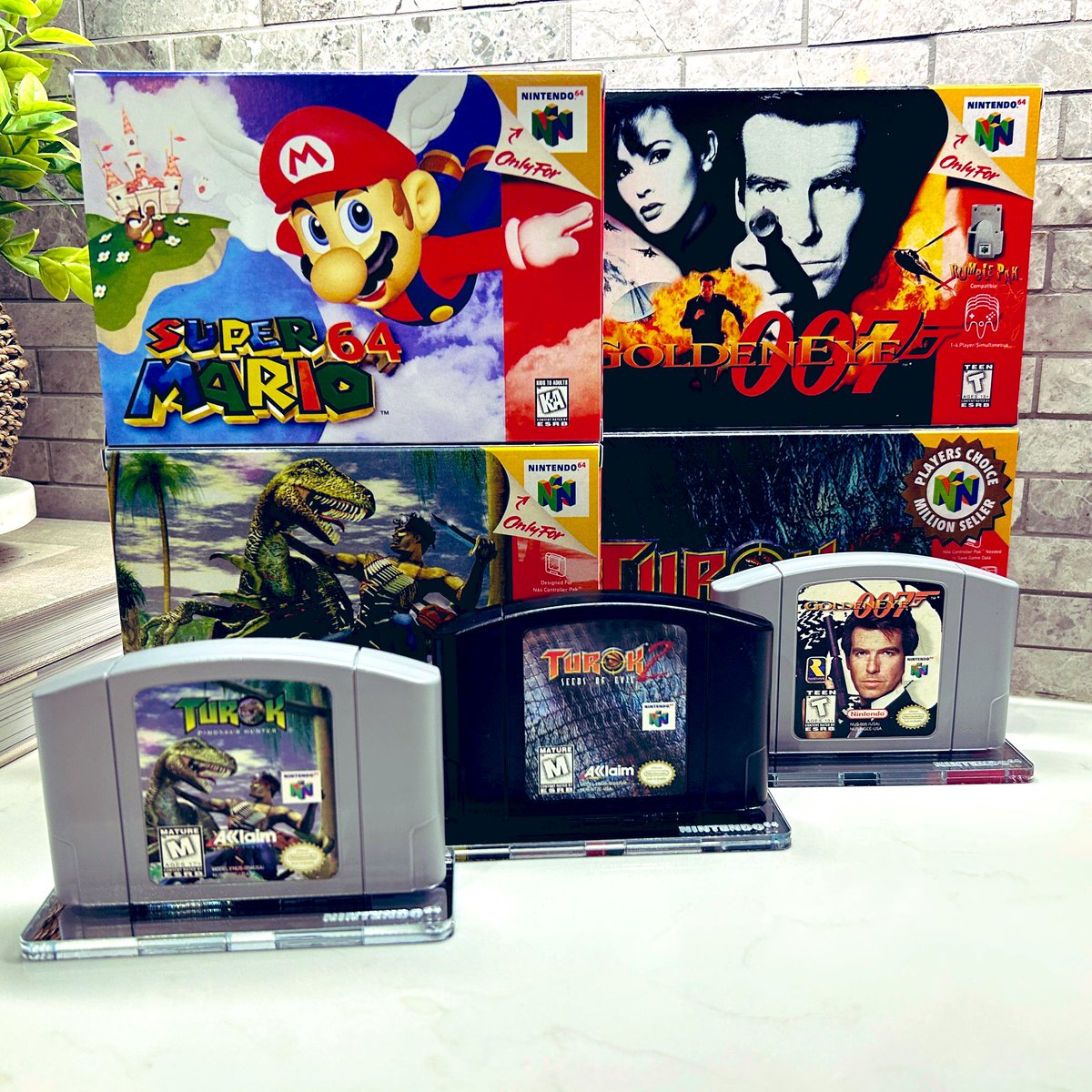 AnthonyVitale's tweet image. Reproduction boxes and display stands arrived for my Super Nintendo &amp;amp; Nintendo 64 cartridges! 

Old school, best school! 🕹️ #RetroGaming #OfficeArcade #SNES #Nintendo64 #Retro