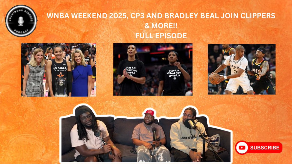 UnanimousDisp's tweet image. 🎙️ Ep. 49 – Don’t Break The Glass
We recap the WNBA All-Star Game, talk WNBA pay, and react to CP3 back on the Clippers 👀

🎧 Watch now → youtu.be/5saT4P7iAVI
#UDP #WNBAAllStar #CP3 #WNBA #NBAFreeAgency