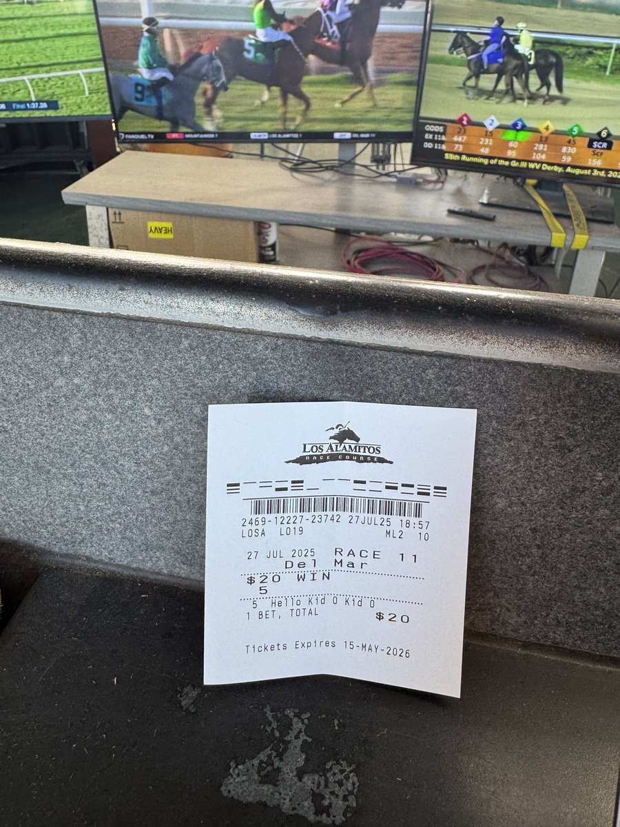 JJ Hernandez 💪….but wasn’t he 7/2 at the gate?? Went off at 9/5 🤦🏻‍♂️. 

5of6 in the pick-6 😔 (6of6 paid $5,340.40)

#CmonJose
