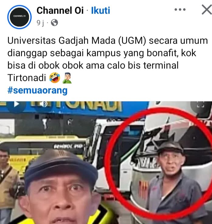 Calo bis jadi tukang insinyur...??? Jangan kuliahkan anak di UGM, ya... Susah cari kerja, setleah berkuliah makan waktu dan biaya, jadi calo bis. Rugi dong, jika ini benar.