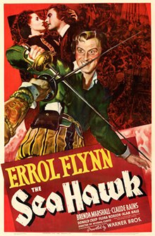 NextOnTCM's tweet image. The Sea Hawk (1940) 

A British buccaneer holds the Spanish fleet at bay with the covert approval of Elizabeth I. 
DIRECTOR Michael Curtiz 
CAST Errol Flynn, Brenda Marshall, Claude Rains

2 HRS 15 MINS | ADVENTURE | 7:30 AM EDT