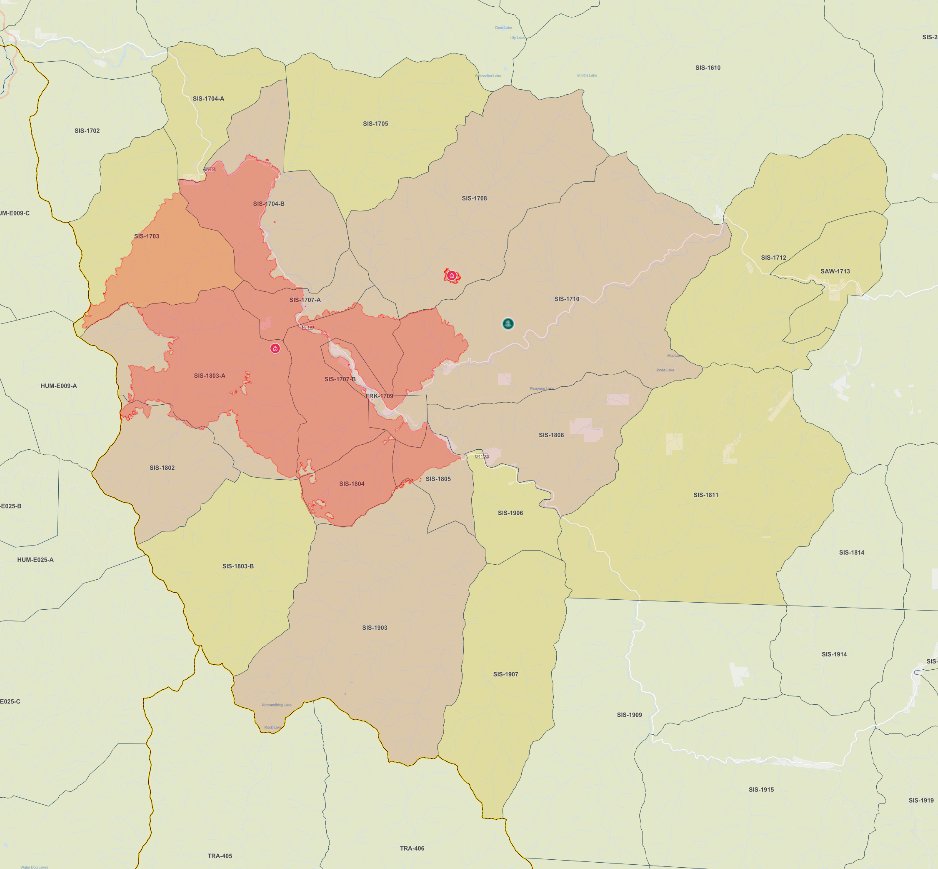InfernoWatch24's tweet image. UPDATE (#ButlerFire): the Butler Fire now stands at 20,362 acres with 22% containment. Evacuations have expanded and below are the current plus the new evacuation zones with the Gensys Project evacuation map: 

Evacuation Order - Level 3 - Go [MANDATORY - RED] 
FRK-1709
