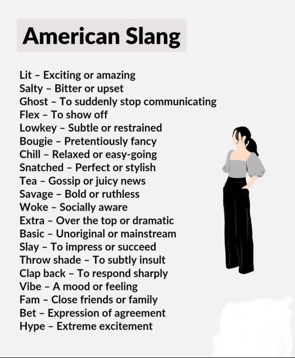 leerningtipse's tweet image. American Slang.