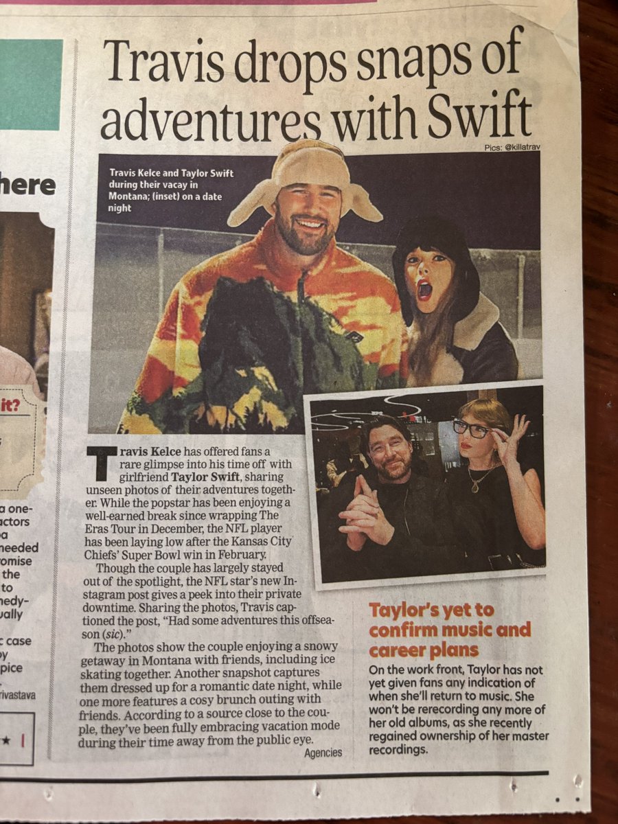 Mitesh_TV's tweet image. Taylor swift appeared in the newspaper today. 💖🫶🏻