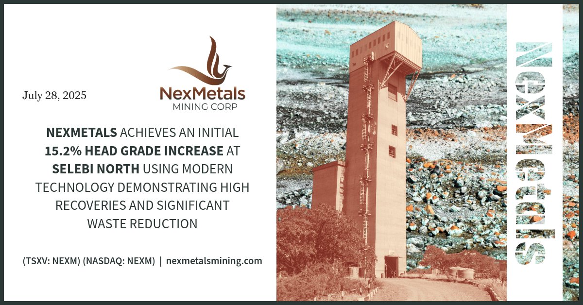 NEXMETALS ACHIEVES A 15.2% HEAD GRADE INCREASE AT SELEBI NORTH

Initial bulk test results from the Selebi Mine in Botswana show a 15.2% head grade increase using modern XRT ore sorting technology, marking a significant step-forward in NexMetals' redevelopment strategy.

Key