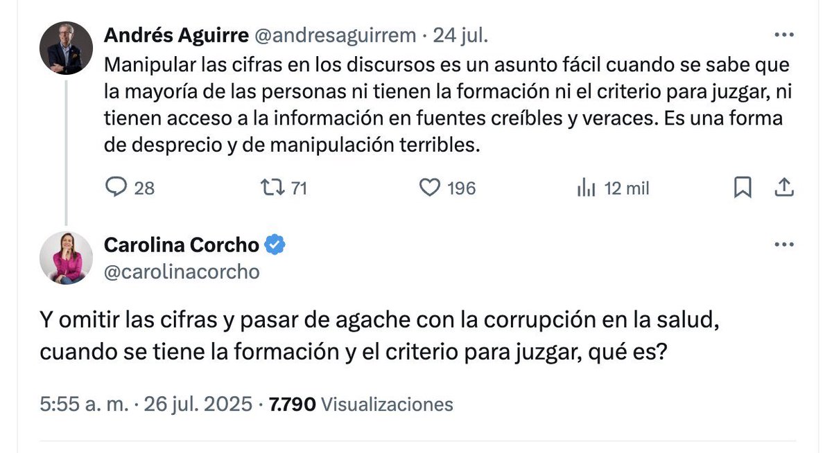 PROMEDICOS's tweet image. Entre el doctor Andrés Aguirre y la señora Carolina Corcho, quien creen que le ha hecho más daño a la salud en Colombia?