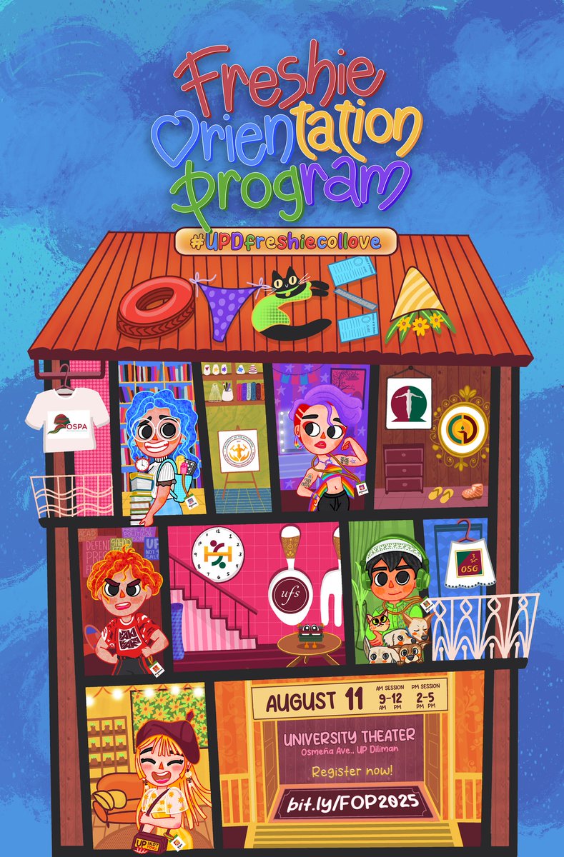 Official_UPD's tweet image. Inaanyayahan ang lahat ng freshies ng UP Diliman (UPD) na dumalo sa “Freshie Orientation Program 2025” na gaganapin sa Agosto 11, Lunes, 9 n.u.–12 n.h. at 2–5 n.h., sa University Theater, UPD.
Maaaring magrehistro sa bit.ly/FOP2025hanggang Agosto 7, 10 n.g.