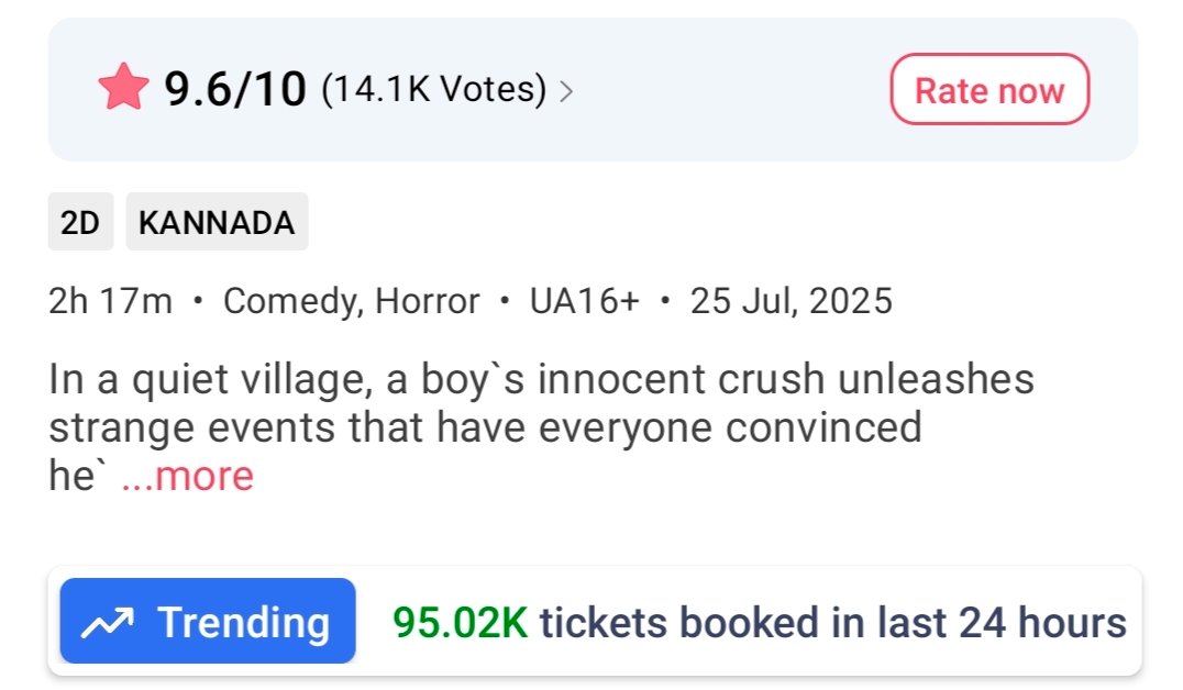 #SuFromSo sold 95.02K tickets for Day3💥

Still going strong even on weekdays 🏆

#Kannada #Sandalwood #RajBShetty