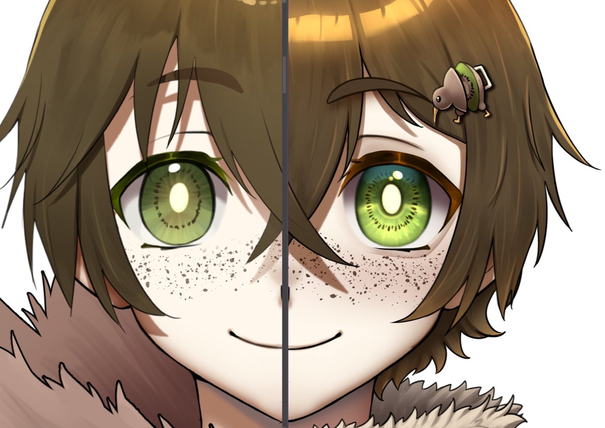 WanWan_ARTE's tweet image. Vtuber eyes !!🥝💚 

Before -&amp;gt; After
#WIP #Vtubers