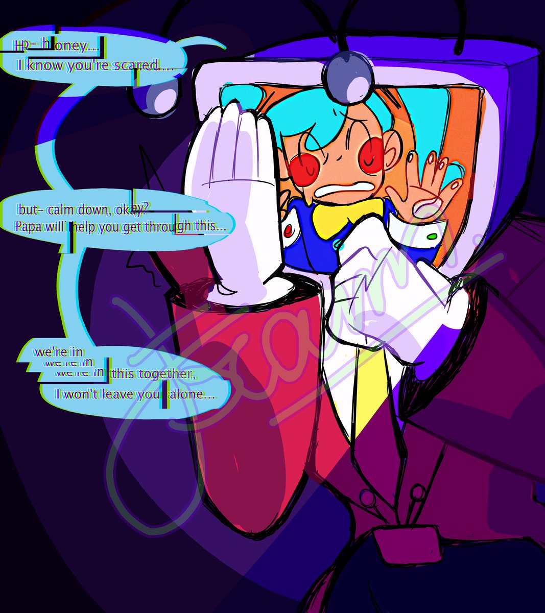 Frann (@franntheidiot) on Twitter photo Angust.
.
#MrTenna #StaticMiku #DELTARUNE
#fanart
Thanks to twin for yapping with me so hard about this one, <a href="/CattDoodle/">DoodleCatt 🏳️⚧️</a> , hope it's good enough.
Miku somehow gets stuck on the TV- well, on her father's head- unable to get out. (1/4) Angust.
.
#MrTenna #StaticMiku #DELTARUNE
#fanart
Thanks to twin for yapping with me so hard about this one, <a href="/CattDoodle/">DoodleCatt 🏳️⚧️</a> , hope it's good enough.
Miku somehow gets stuck on the TV- well, on her father's head- unable to get out. (1/4)