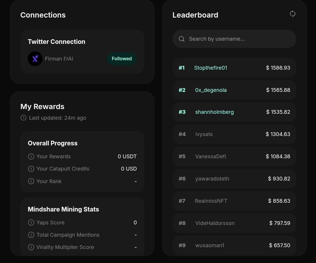 ManTot02's tweet image. I&apos;ve been yapping about Catapult for 2 days but until now I haven&apos;t received any reward and my campaign mentions haven&apos;t been detected at all

What happened to my post, is there something wrong? @letsCatapult