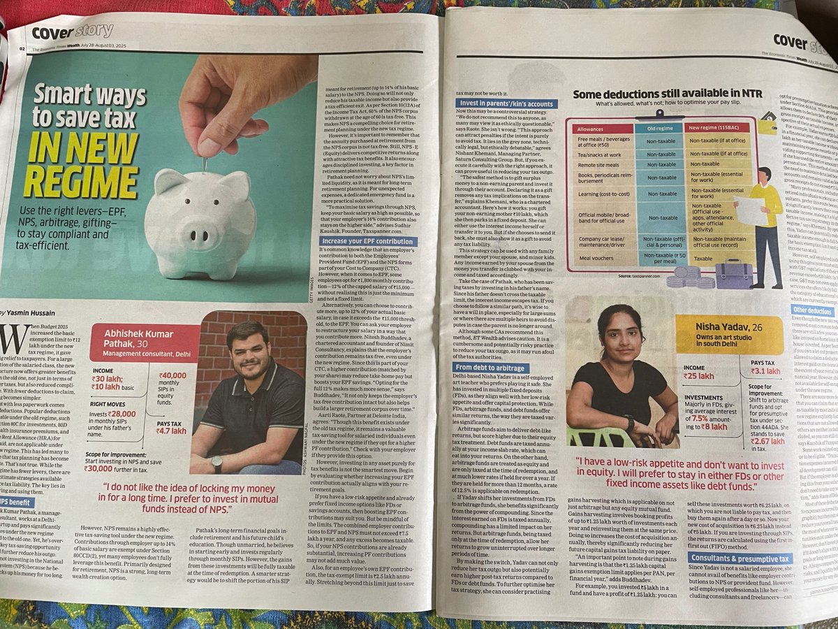 kayezad's tweet image. The new income tax regime may offer far fewer deductions and exemptions than the old tax regime.
However, you can still save taxes under the new income tax regime. And not just by lower tax rates.
@TheYasminH has the details in our cover story today at @ET_Wealth