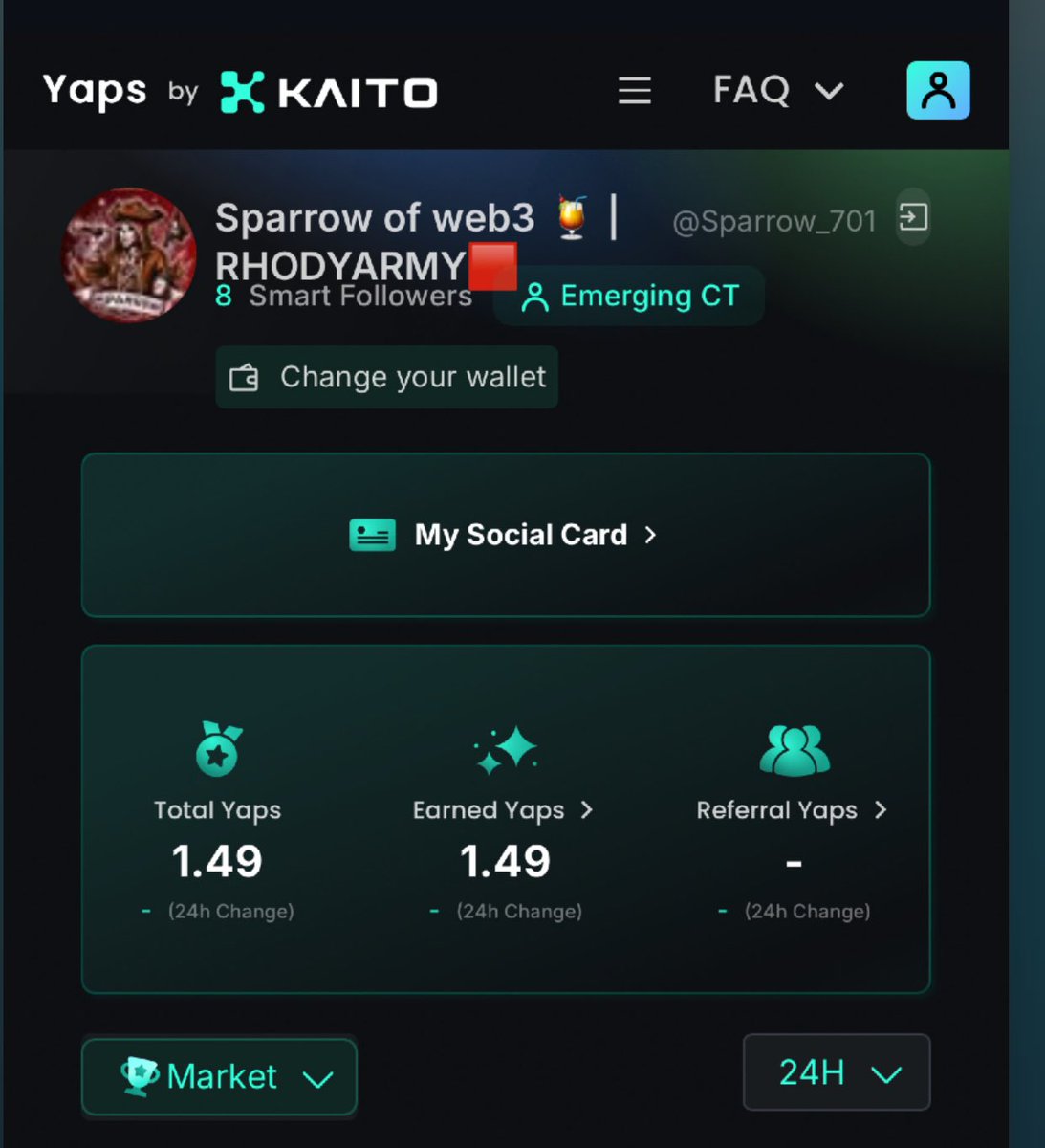 Sparrow_701's tweet image. I still remember when my kaito profile was looking like this (left) 8 smart followers, and 1.49 yaps.

Now it’s way more than that, ~28 times more on yaps &amp;amp; up to 42.9 with 19 smart followers.

I didn’t get to this with just larping around or chasing clout.

I got here through…