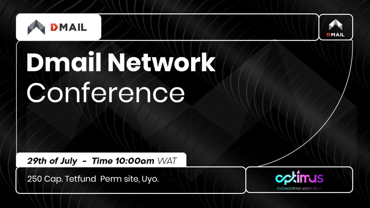 Dmailofficial's tweet image. 🔥 Join @Dmailofficial in Akwa Ibom, Nigeria! Hosted with support from @Gratelouis.
🚀 Meet the team, explore Web3 innovations & unlock exclusive insights!
👇 Secure your spot now:
lu.ma/m2wk01av
#Dmail #AkwaIbomTwitter #Web3 #Nigeria