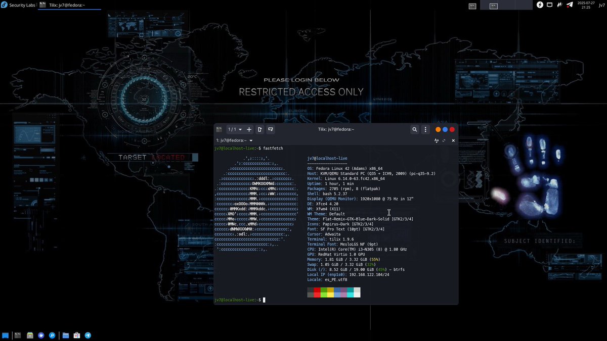 4Sentinell's tweet image. Pues ya tengo virtualizado #Fedora en su versión #SecurityLabs. Una edición con varias herramientas diseñadas para ciberseguridad. 

Más información en su página web : fedoraproject.org/labs/security Fedora Security Lab | The Fedora Project