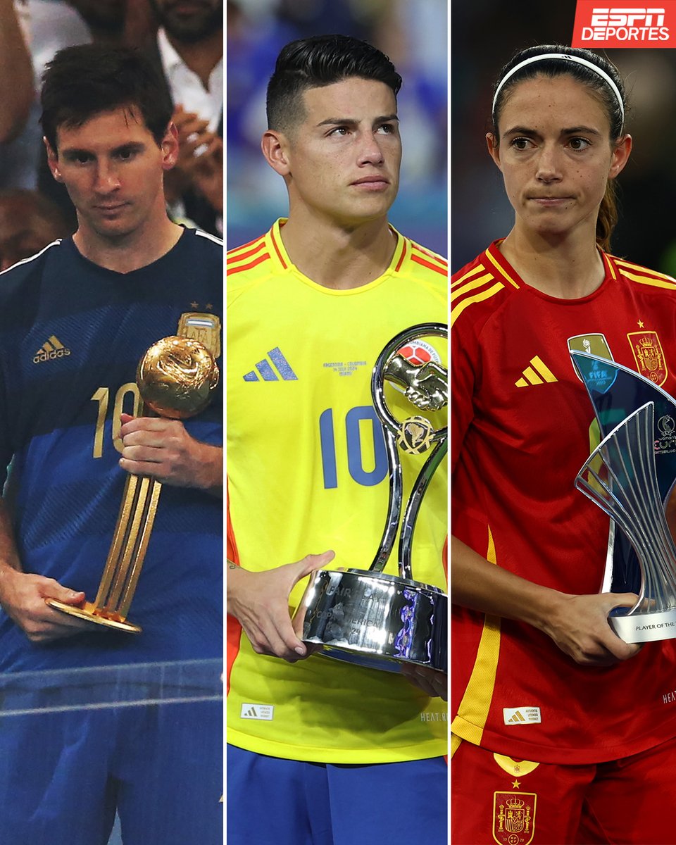 ESPNDeportes's tweet image. Aitana Bonmatí se unió a Lionel Messi y a James Rodríguez en una categoría agridulce: el/la mejor jugador/a del torneo tras haber perdido la final 😪😓.
