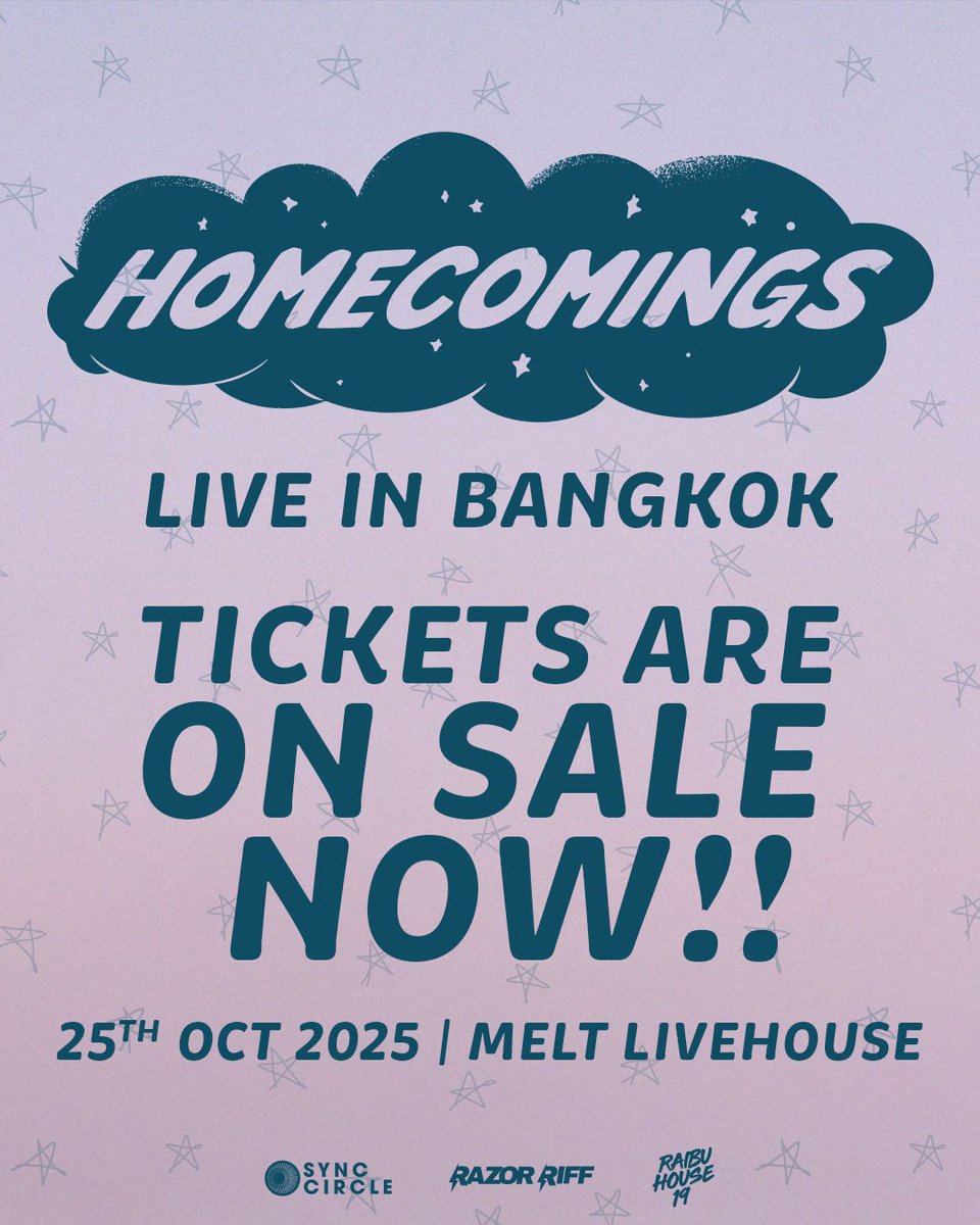 razorriff_th's tweet image. 𝑻𝒊𝒄𝒌𝒆𝒕𝒔 𝑨𝒓𝒆 𝑶𝒏 𝑺𝒂𝒍𝒆 𝑵𝒐𝒘!
Tickets for @homcomi Live in Bangkok are officially on sale. You can now grab yours at: ticketmelon.com/razorriff/home… 🪽
See you at Melt Livehouse on Saturday, 25 October!