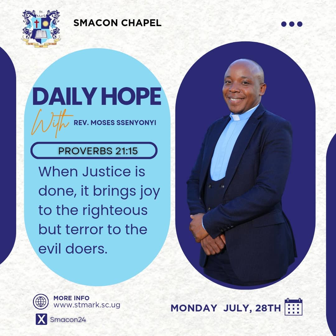 St. Mark's College Namagoma (SMACON) (@smacon24) on Twitter photo Another week is here; When justice is done, it brings joy to the righteous.
#Smacon <a href="/moses_rev30060/">Rev Moses Chaplain</a> Another week is here; When justice is done, it brings joy to the righteous.
#Smacon <a href="/moses_rev30060/">Rev Moses Chaplain</a>