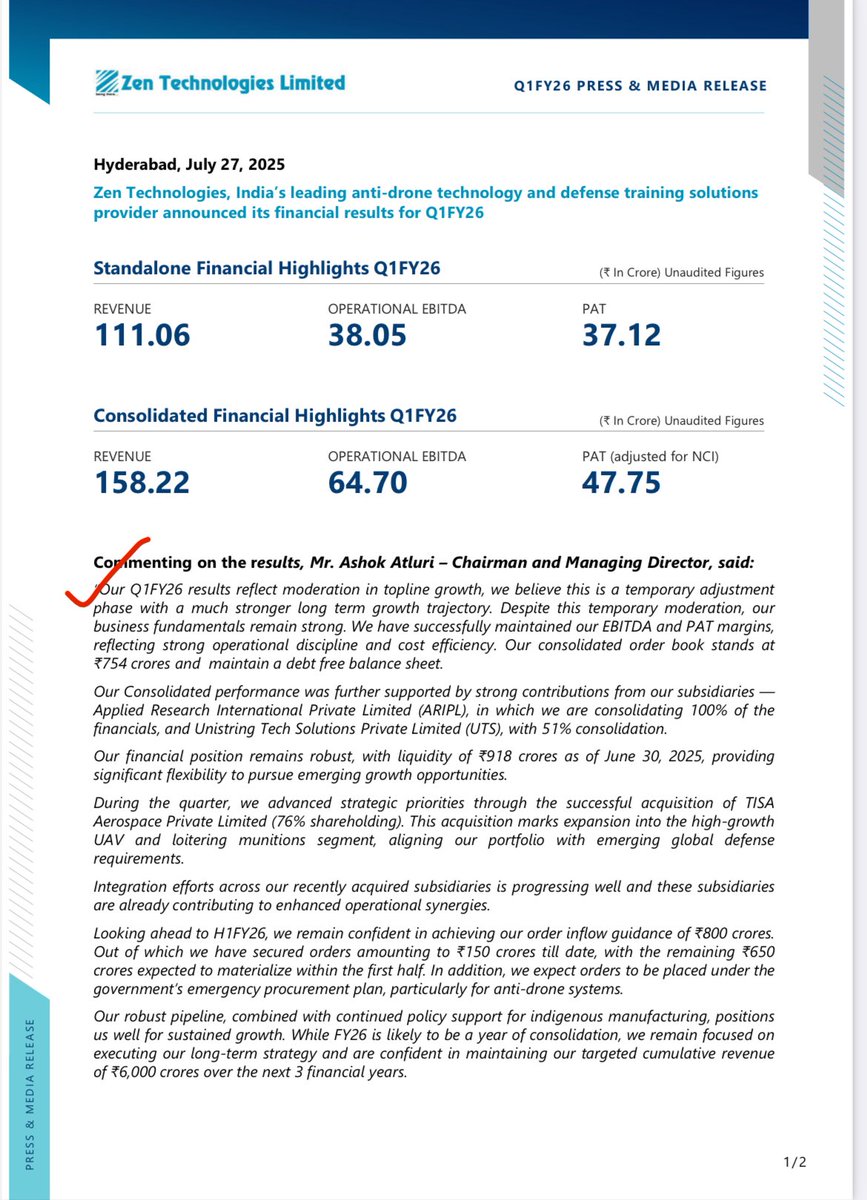 AimInvestments's tweet image. Zen Technologies on Q1 poor performance “Temporary Adjustment Phase”