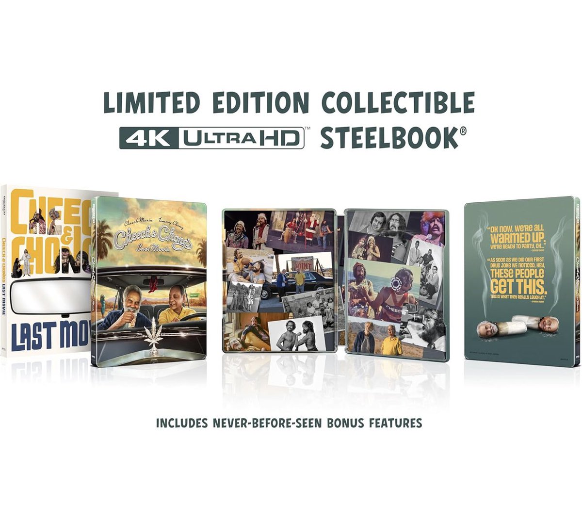 dawnofthediscs's tweet image. Coming soon to 4K UHD STEELBOOK
Cheech & Chong’s Last Movie - Limited Edition 4K UHD Steelbook
Pre-order: amzn.to/4l2LDrj
Cheech & Chong’s Last Movie defies documentary expectations, offering a wildly imaginative take on genre convention; a true-life tale told…