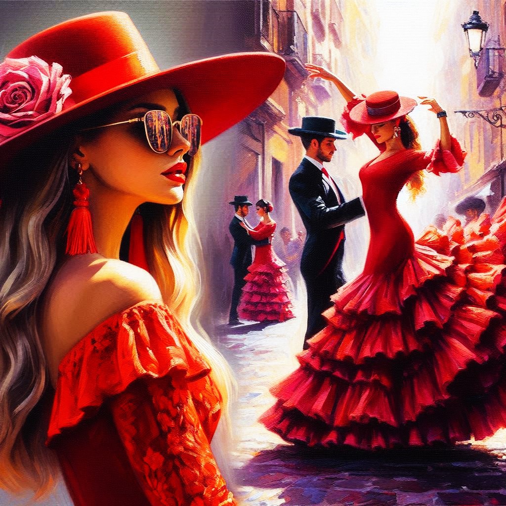 DigitalArtKyiv's tweet photo. On the streets of a Spanish city, a dance like a declaration of love... She is a flame in red, he is the shadow of her heart. This art is not just a picture. This is a moment when your breath stops. #DigitalArt #RomanticArt #Flamenco #LoveInRed #aiartwork #aiart https://t.co/LxRGrog9Mn