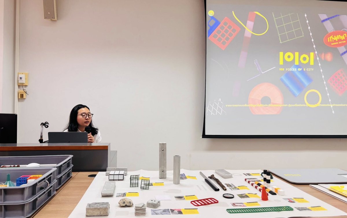 commma_cu's tweet photo. Romrawin Pipatnudda (Noynar), a graduate from the first batch of CommMA, presented her graduation project ‘10101: 101 Pieces of 1 City’ at the 24th Edition of the Graduate Conference of the Sociology and Anthropology Network at Khon Kaen University during June 2025. https://t.co/UW02VBwObo