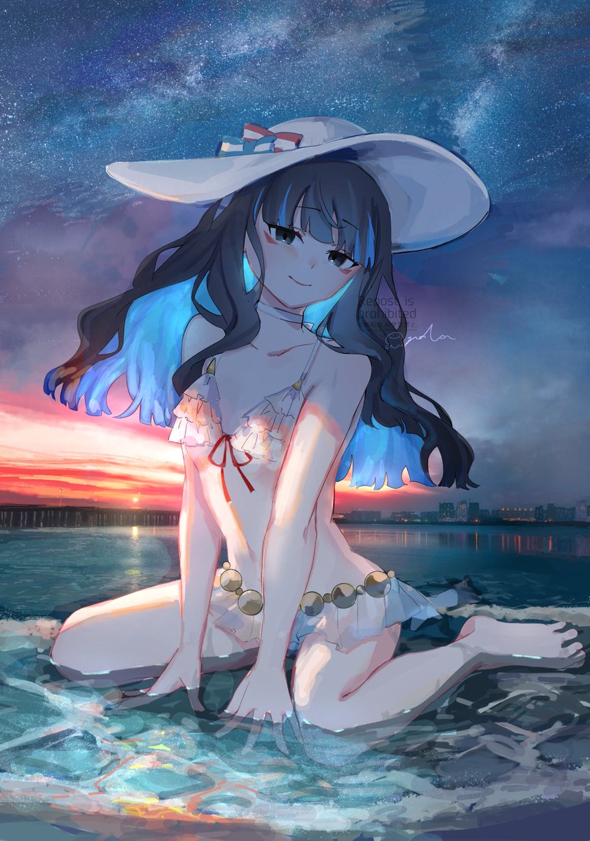 wave_sometime's tweet image. 星空の下に座ってるテノチ