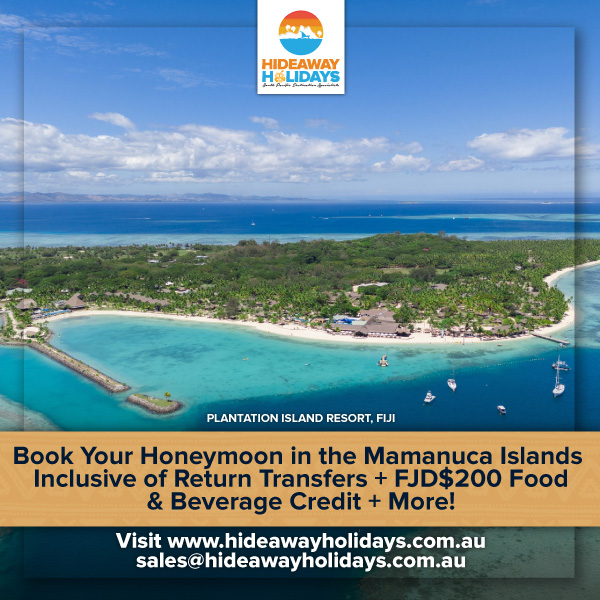 Hideaway Holidays is offering an incredible honeymoon deal in partnership with Plantation Island Resort.

Includes return transfers, 5-night stay, FJD $200 food &amp; beverage credit, honeymoon extras and more.

#HideawayHolidays #PlantationIslandResort #MamanucaIslands