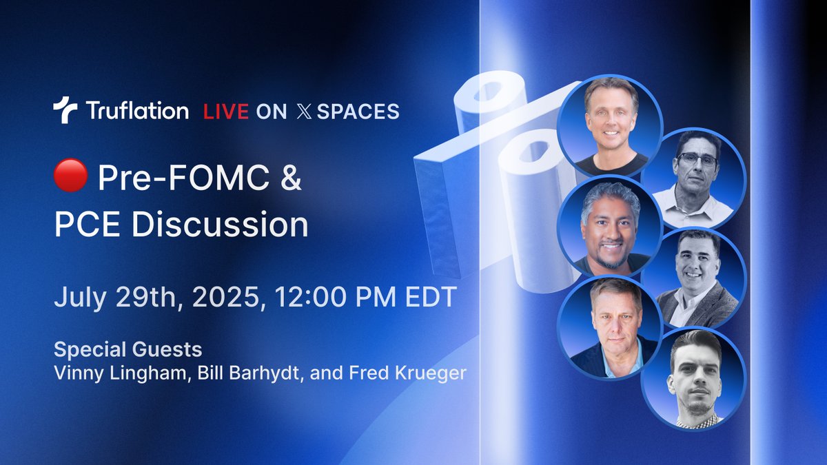 Truflation (@truflation) on Twitter photo 🎙️ Tuesday 29 at 12 pm EDT:
Join us for a Pre-FOMC, PCE & WH Digital Assets Report Discussion with the @Truflation team via <a href="/TRUFNETWORK/">TRUF.NETWORK</a> and our special guests:
Vinny Lingham (<a href="/VinnyLingham/">Vinny Lingham</a>), Fred Krueger (<a href="/dotkrueger/">Fred Krueger</a>) and Bill Barhydt (<a href="/billbarX/">Bill Barhydt</a>).
⏰ Reminder in 1st comment. 🎙️ Tuesday 29 at 12 pm EDT:
Join us for a Pre-FOMC, PCE & WH Digital Assets Report Discussion with the @Truflation team via <a href="/TRUFNETWORK/">TRUF.NETWORK</a> and our special guests:
Vinny Lingham (<a href="/VinnyLingham/">Vinny Lingham</a>), Fred Krueger (<a href="/dotkrueger/">Fred Krueger</a>) and Bill Barhydt (<a href="/billbarX/">Bill Barhydt</a>).
⏰ Reminder in 1st comment.