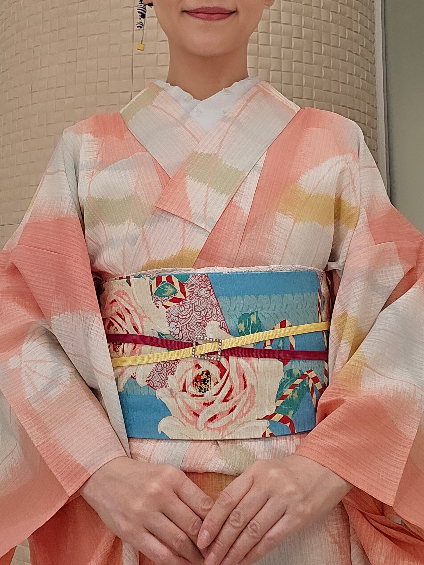 豆千代モダン　水色パラソル　浴衣Sサイズ 豆千代モダン 水色パラソル 浴衣Sサイズ 着物・浴衣