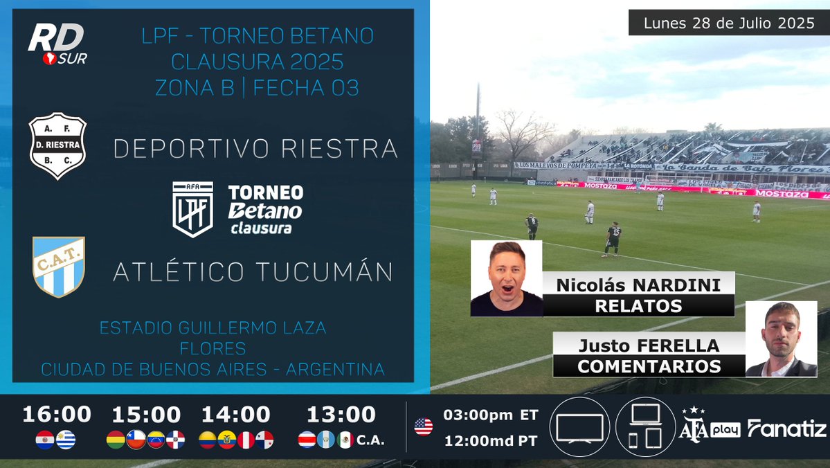 elpollo_ac29's tweet image. #LPF #TorneoBetanoClausura 2025 🇦🇷
#DeportivoRiestra vs #AtléticoTucumán
🎙️ Relatos: @NicolasNardini
🎙️ Comentarios: @FerellaJusto
📺💻📱 @afa_play by @Fanatiztv
#⃣ #SomosAFAPlay