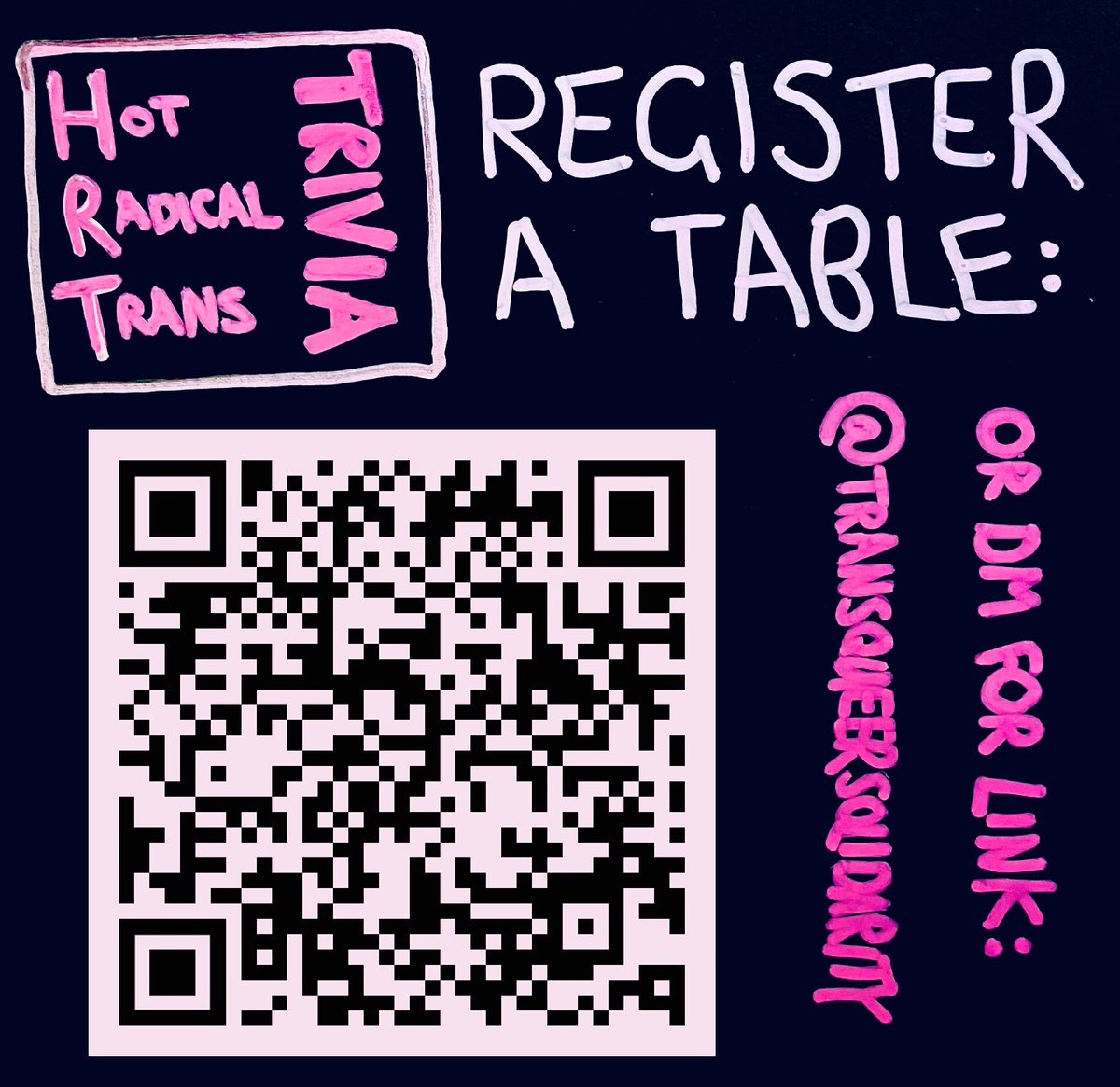 TransQueerSoli's tweet image. REGISTER NOW FOR H.OT R.ADICAL TRANS

I Theme: DRESS HOT! Whatever that means to you

Please complete the form at the QR code (or DM for the link) to register your table! We are at a limited capacity so get in fast! REGO CLOSES MONDAY 3RD AT MIDNIGHT

6:30pm, 6th August @ flippys