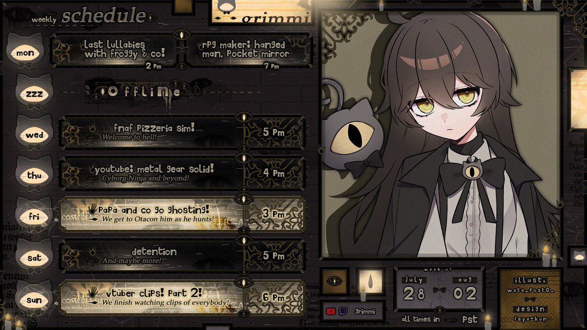GrimmiVT's tweet image. New schedule for a new week! Let's go baybeeeeee! Please come on by any day you feel you wanna!