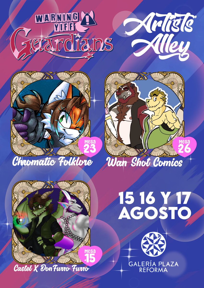 Nuestro Artists’ Alley tendrá gran variedad de estilos, es por ello que les presentamos al siguiente three-pack de talentosos artistas:

🦊 <a href="/ChromaFolklore/">LS Kuroyami trying to rest :c but still drawing</a> 
🐕 <a href="/WanShotComics/">Editorial Wan Shot Comics</a> 
🐐 <a href="/castelsbungalow/">Castel's Bungalow</a> <a href="/DonBaraBara/">Don Bara Bara</a> 

Y tú…. ¿Ya tienes tus accesos? 
pridemxtickets.com/otros/warning-…