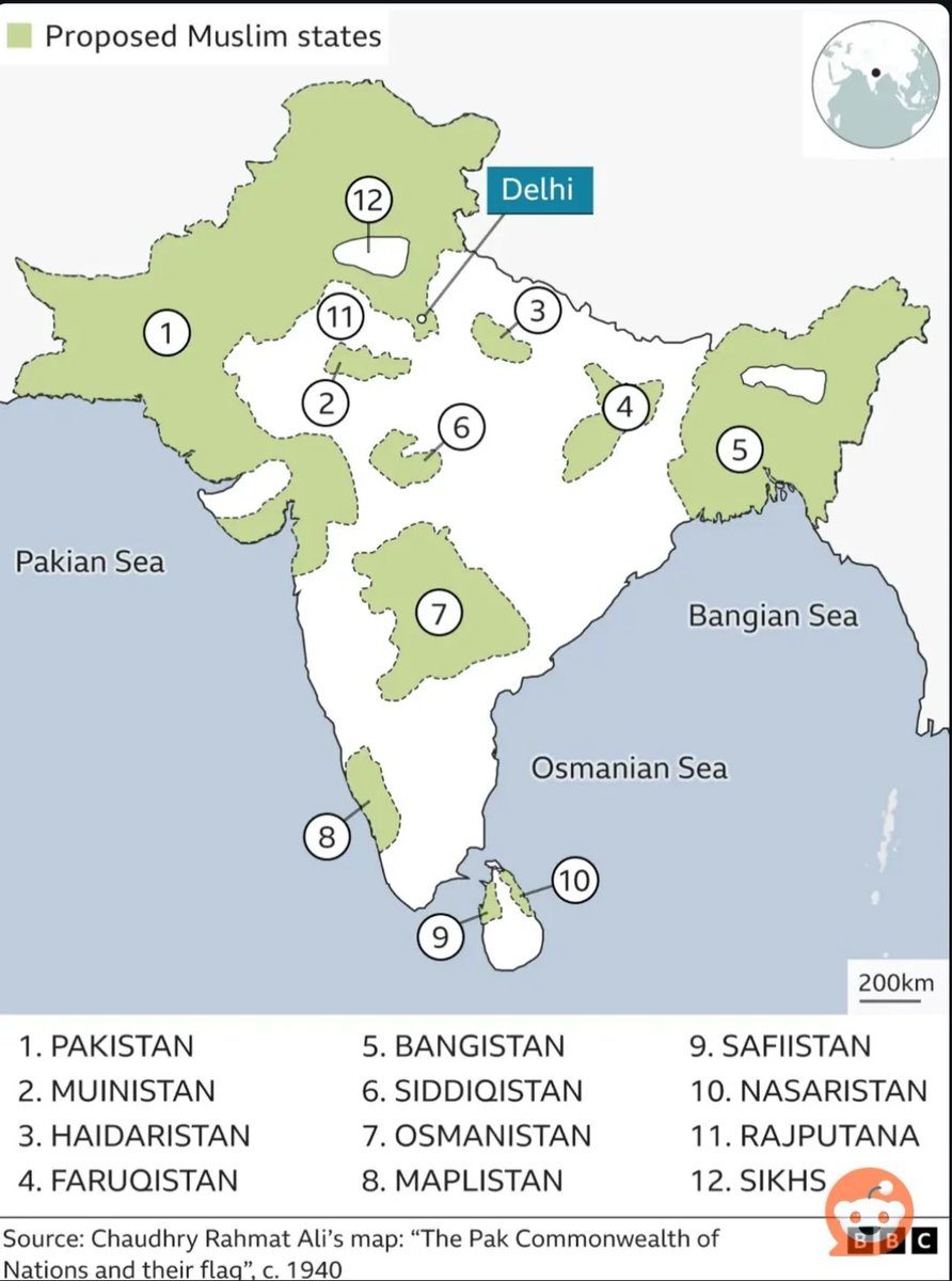 howtoeatmangoes's tweet image. TIL about Chaudhry Rahmat Ali&apos;s  proposed map of Pakistan