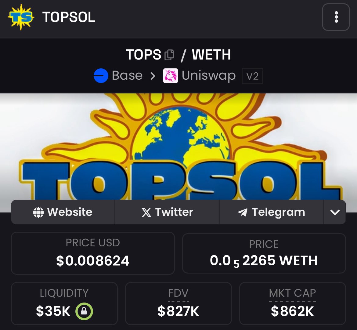 yse1_'s tweet image. Keeping an Eye on $TOPS👀

Backed by a based team, this project has the potential to reach Millions.

I’m spotting some promising developments here - definitely one to watch!
Just aped my bag 💰
Chart📊
dexscreener.com/base/0xfbbf230…

CA : 0x3458EA1D3B99CfbBcf6E7B653b72b6FA3938025d
X-…