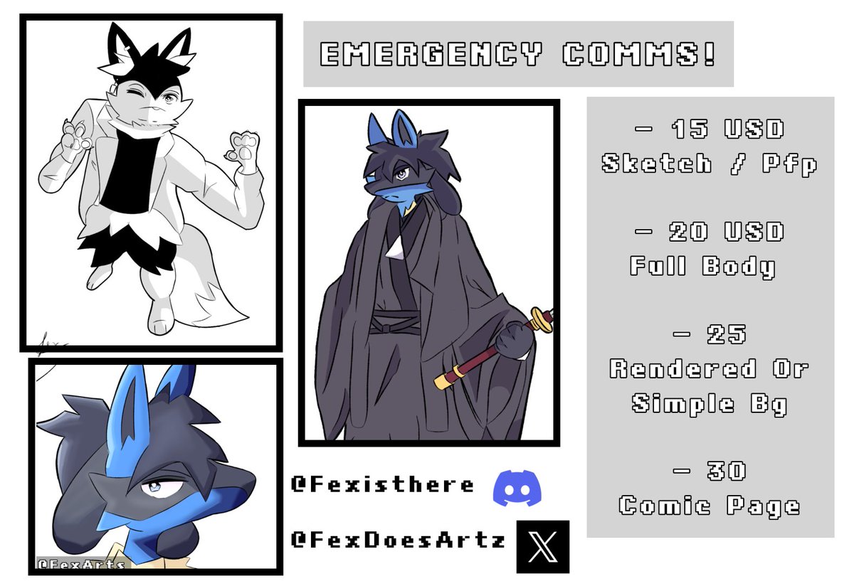 Emergency Comissions! I've got a friend in a very delicate situation and i need to acquire as much as i can to help him, any bit counts. 

#lucario #pokemon #digit