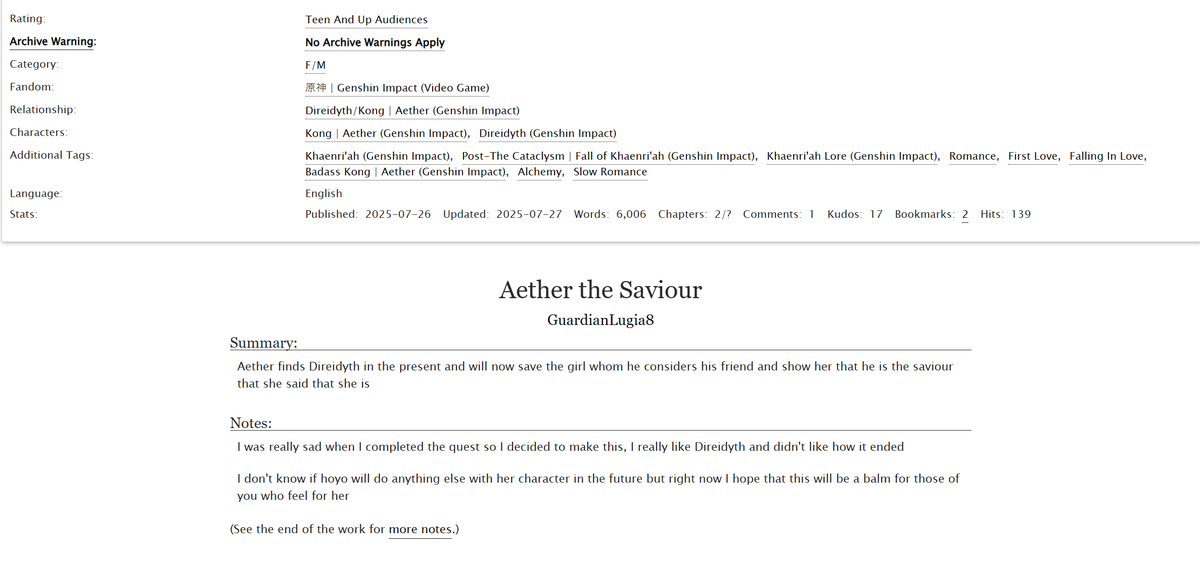Shurinaii's tweet image. I just checked AO3 and we finally have an #Aedyth fic that ain't smut. Bless fic writers.