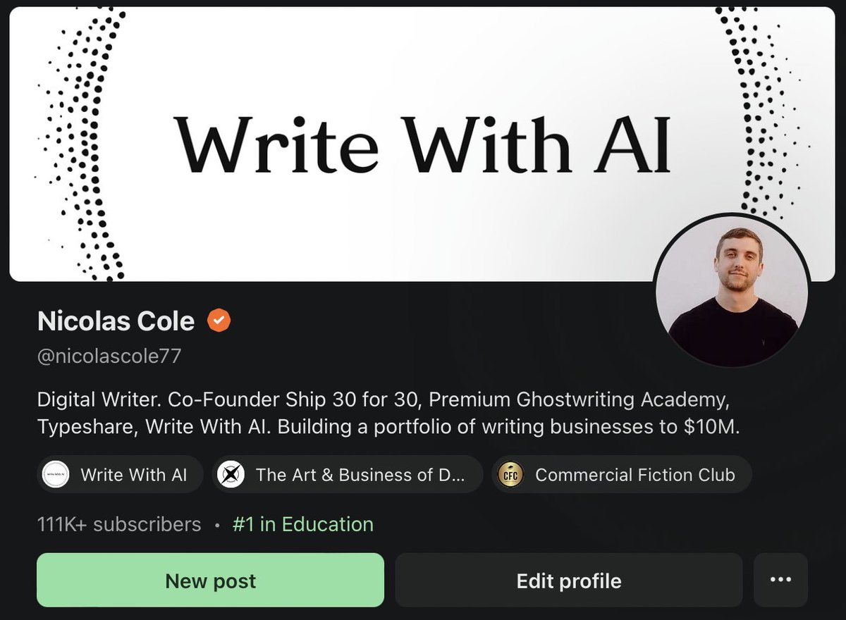 Nicolascole77's tweet image. Writing online is a game.