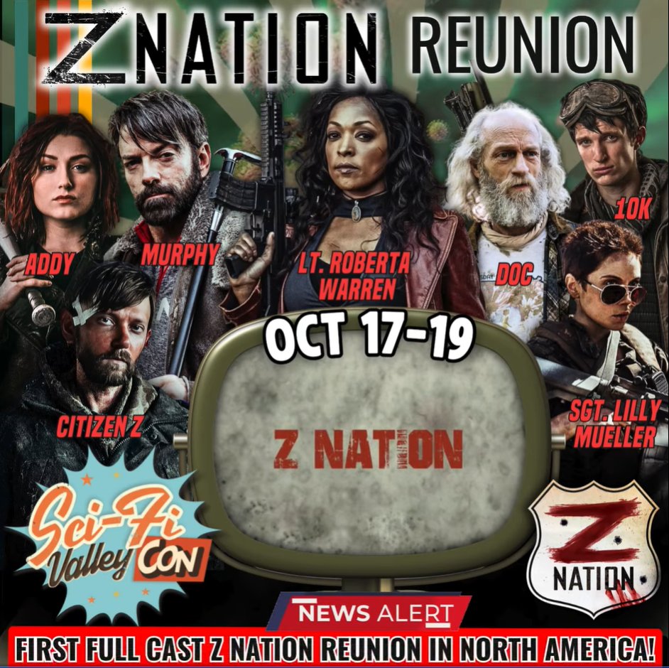 PhillyCyberGeek's tweet image. Z NATION
Kellita Smith
DJ Qualls
Keith Allan
Russell Hodgkinson
Anastasia Baranova
Nat Zang
Gracie Gillam
Sci-Fi Valley Con | OCT 17-19 | Altoona, PA
#ZNation #Zombie #Zombies #Action #Comedy #Drama #SciFi #Supernatural #Horror #Pennsylvania #PA #ComicCon