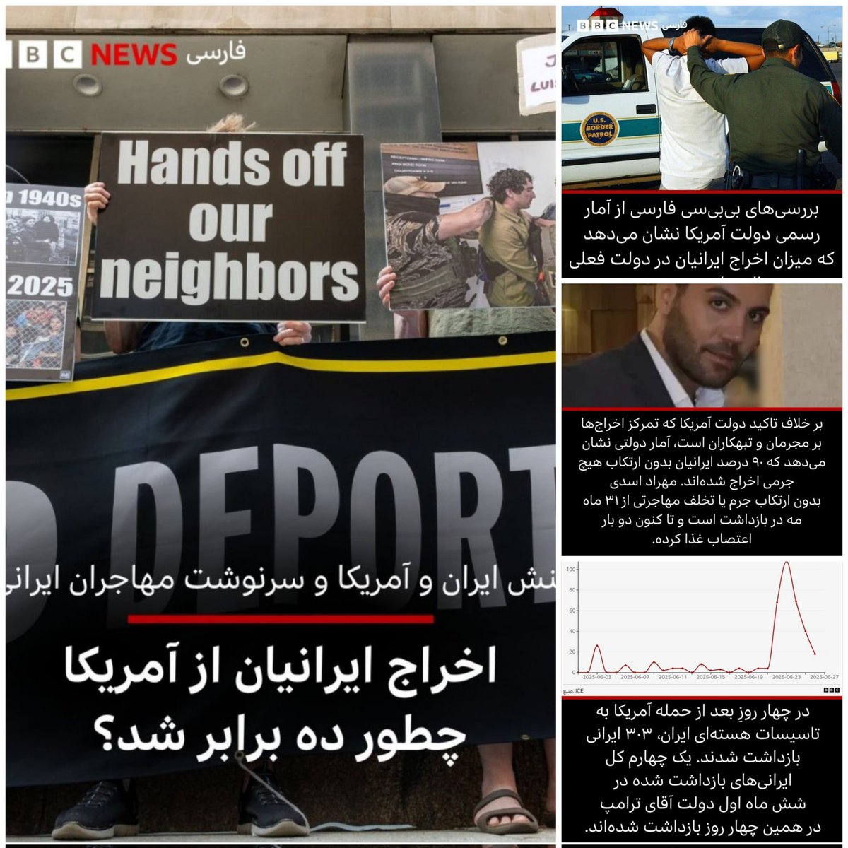 javadi78301's tweet image. در امریکا بعداز تنش اخیر با ایران .اخراج ایرانی ها به شدت افزایش پیدا کرده .این کار هم جنبه امنیتی سیاسی دارد هم نژادی.وترس از اینکه این مهاجران عوامل پنهان ایران باشند.متاسفانه در این مواقع به خاطر چندعامل مظنون حقوق سایرمهاجران مستحق پایمال میشود.
#نه_به_نژادپرستی