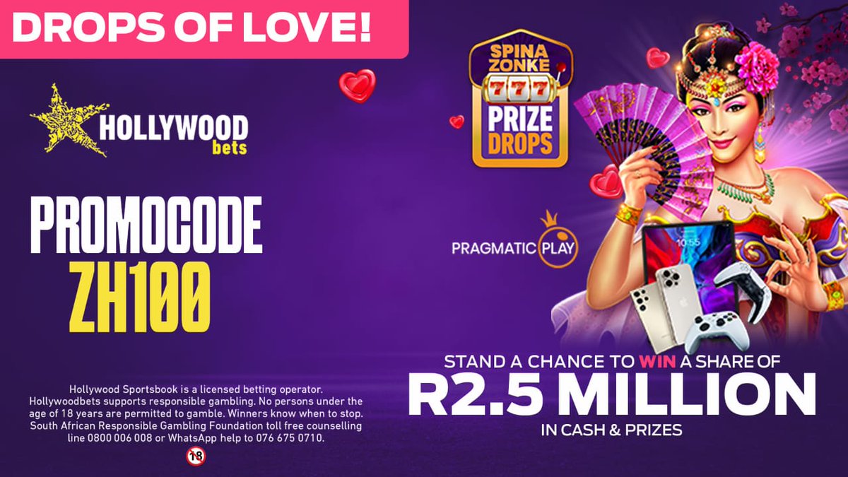 zubenathihlong2's tweet image. Hollywoodbets โบ๏ธ
Those who like Casino Game's Hollywoodbets got you covered. Go spin those slots ๐ฏ๐ฏ
โ
Open a @Hollywoodbets account now and get a ๐ฅ๐ฎ๐ฑ ๐๐ผ๐ป๐๐ + ๐ฑ๐ฌ ๐๐ฟ๐ฒ๐ฒ ๐ฆ๐ฝ๐ถ๐ป๐ instantly!
โ
Get free benefits: R25 & 50 free spins!
โ
Use Promo Code:๐๐ฝZH100 toโฆ
