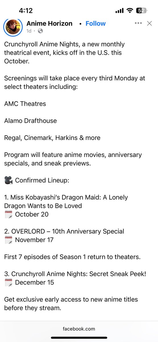 Not just pertaining to $AMC but a nice indication that streaming see’s the rebirth of the theater going expierence, it will spread. #Crunchyroll is one of the biggest Anime streamers. I’m a Crunchyroll fan. I love this for multiple reasons