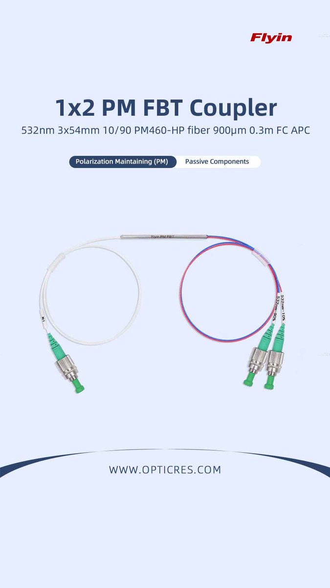 Eliminating Polarization Drift in Critical Systems: Flyin’s PM FBT Coupler

​​🚀 Key Specs:​​
▸ 532nm wavelength | FC/APC connector
▸ Ø900μm armored fiber | 0.3m lead length

​​✍️ For spec sheets &amp; OEM inquiries:​​
Sales@opticres.com
opticres.com

​​🏷️#Optics